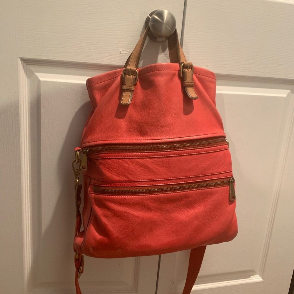 Fossil Red Leather Crossbody